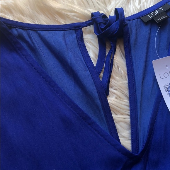 LOFT NWT Royal Blue romper w/tie back &cinch waist - Picture 6 of 7